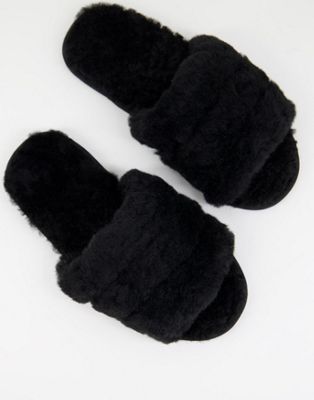 Zola premium sheepskin slippers in black