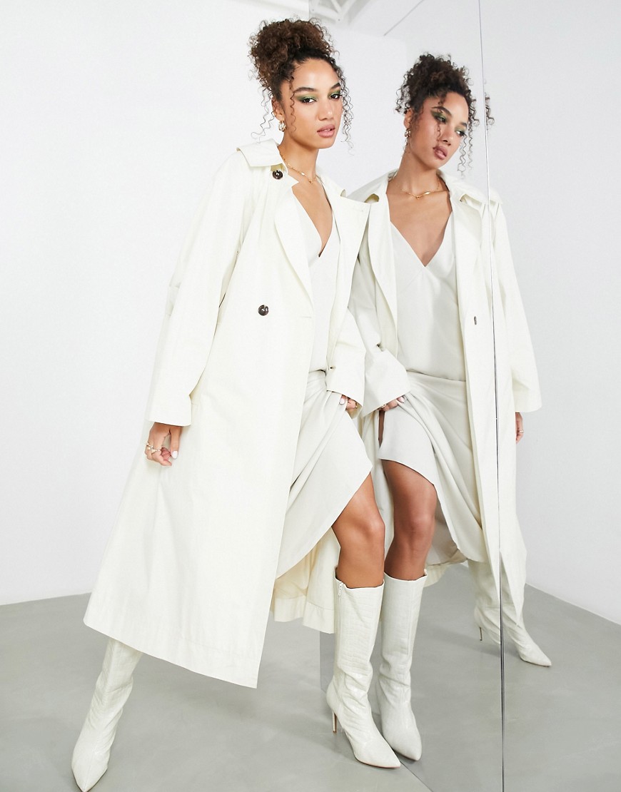 ASOS EDITION oversized trench coat in pebble-Grey
