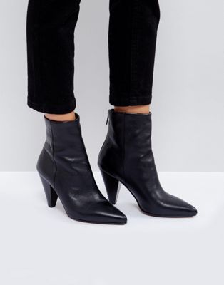 ASOS ELODIE Leather Cone Heel Boots