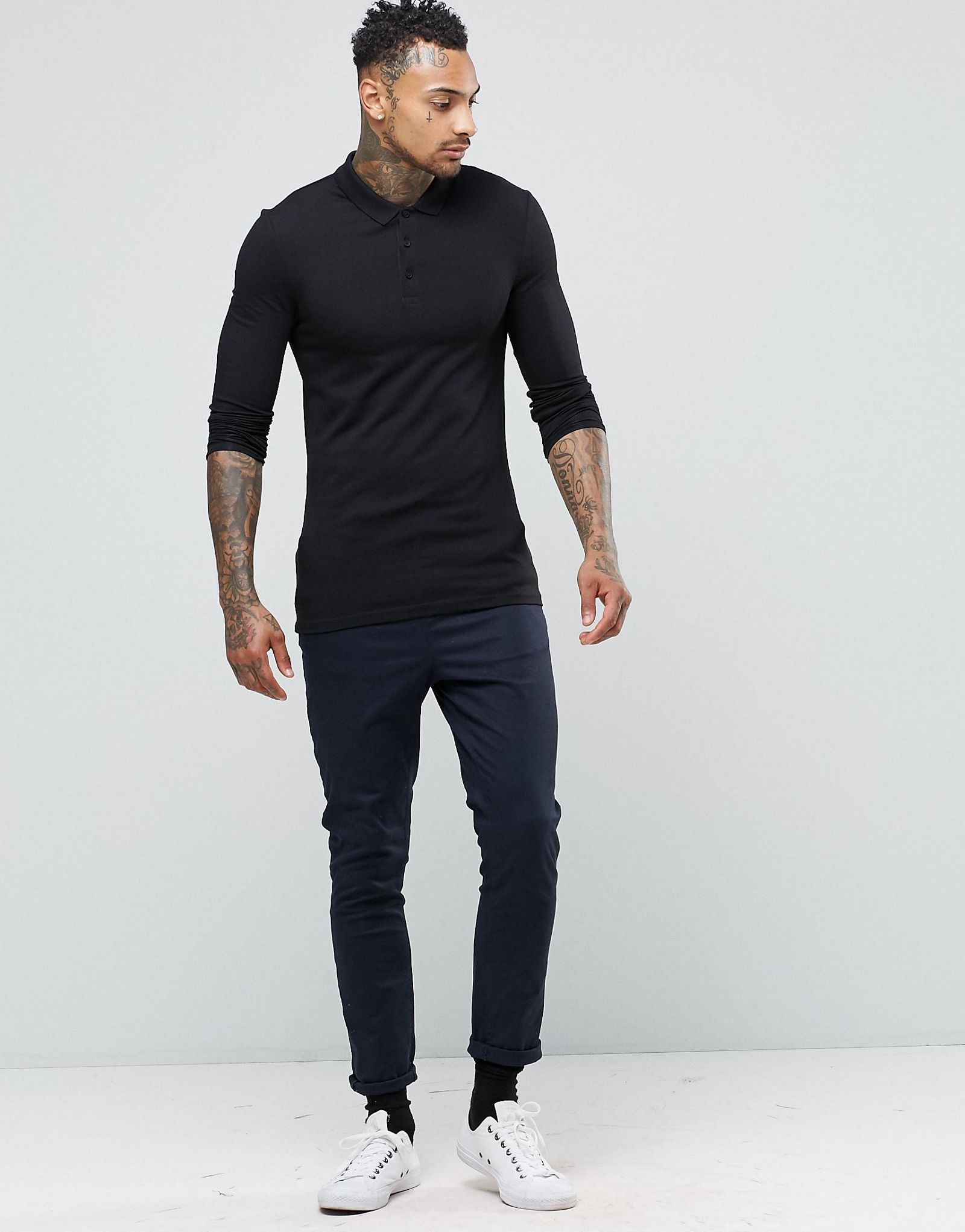 ASOS Extreme Muscle Long Sleeve Polo 2 Pack SAVE 19%
