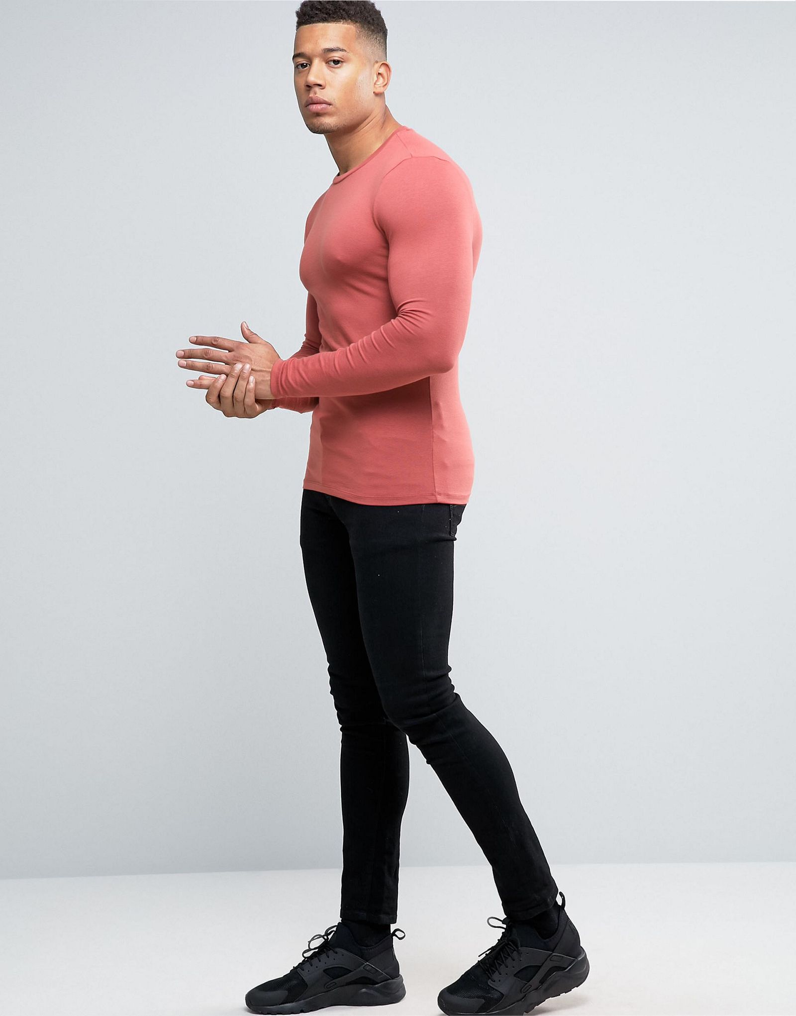 ASOS Extreme Muscle Long Sleeve T-Shirt In Pink