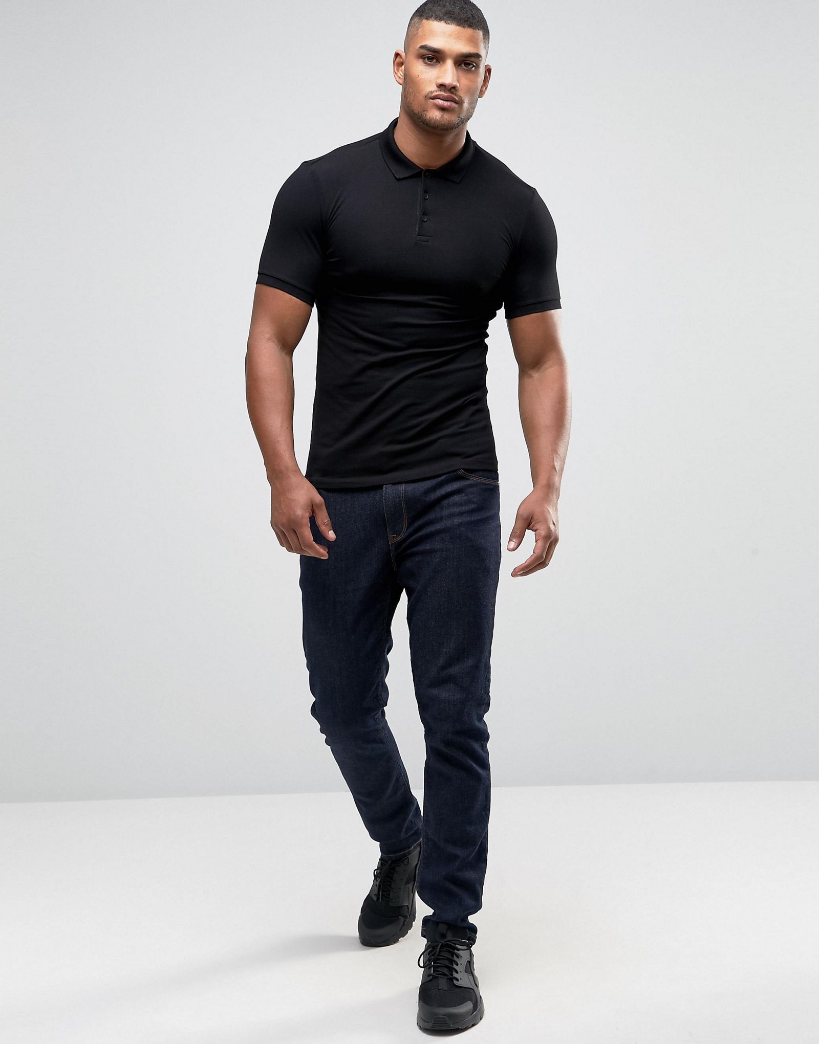 ASOS Extreme Muscle Polo Shirt In Black