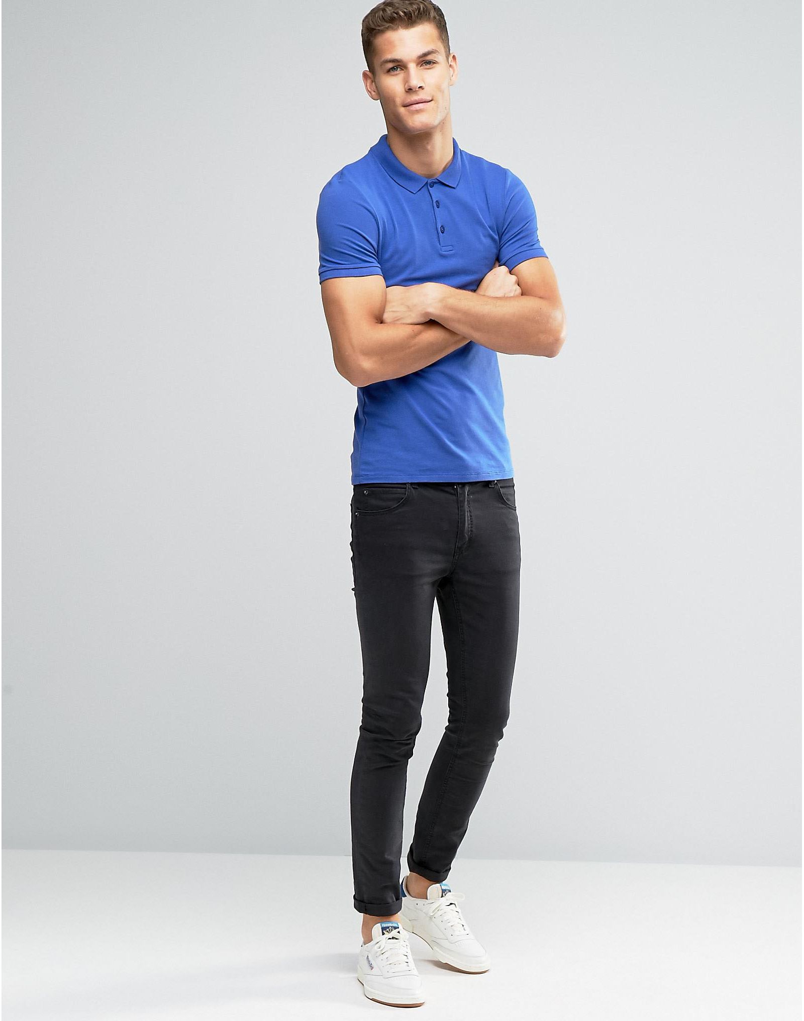 ASOS Extreme Muscle Polo Shirt In Blue