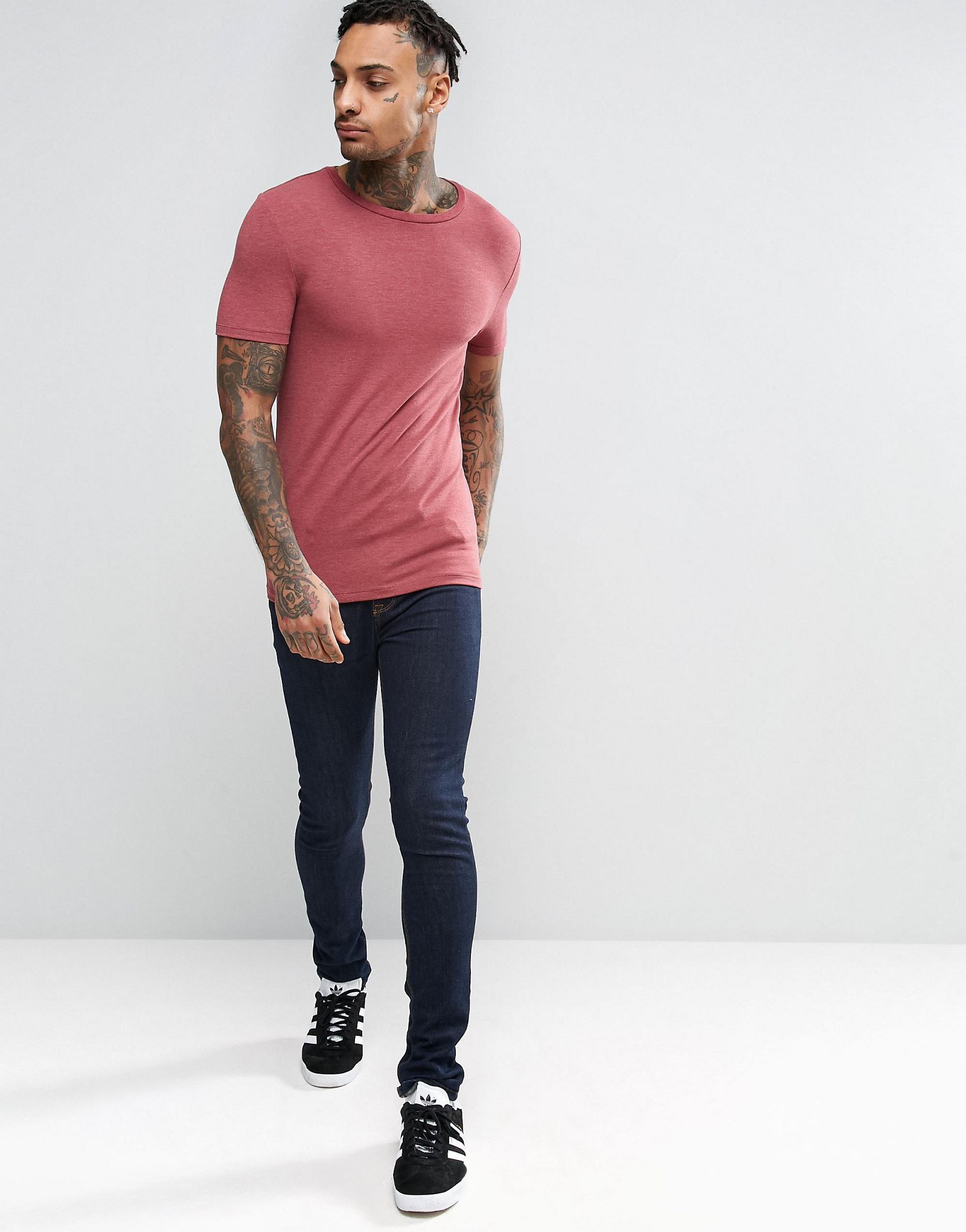 ASOS Extreme Muscle T-Shirt In Red Marl