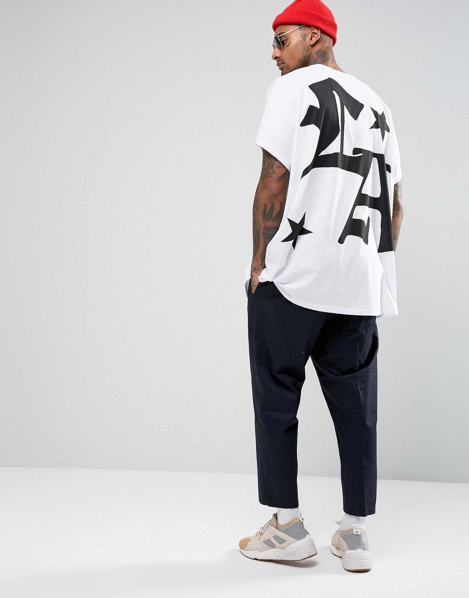 ASOS Extreme Oversized T-Shirt With Chest And Back Print In White