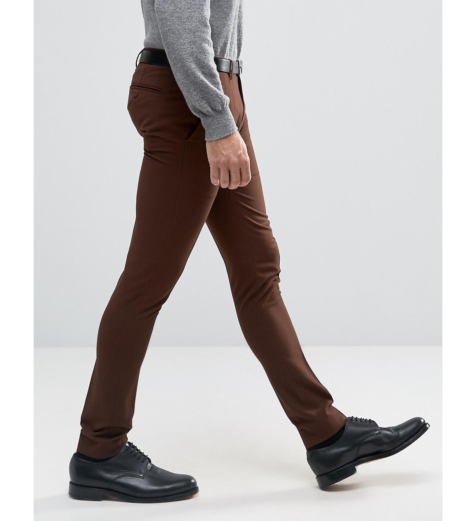 ASOS Extreme Super Skinny Smart Pants In Dark Brown
