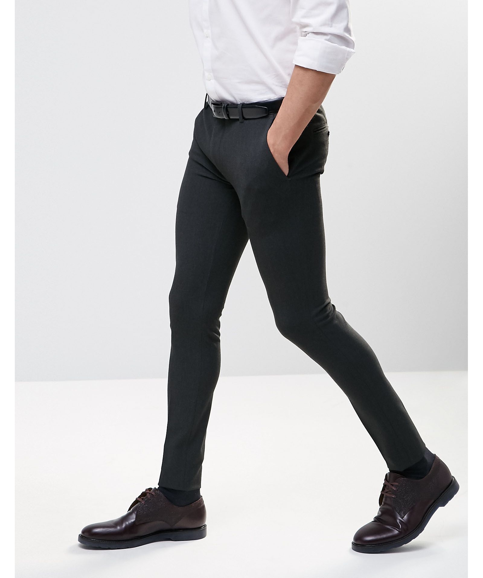 ASOS Extreme Super Skinny Smart Trousers in Charcoal