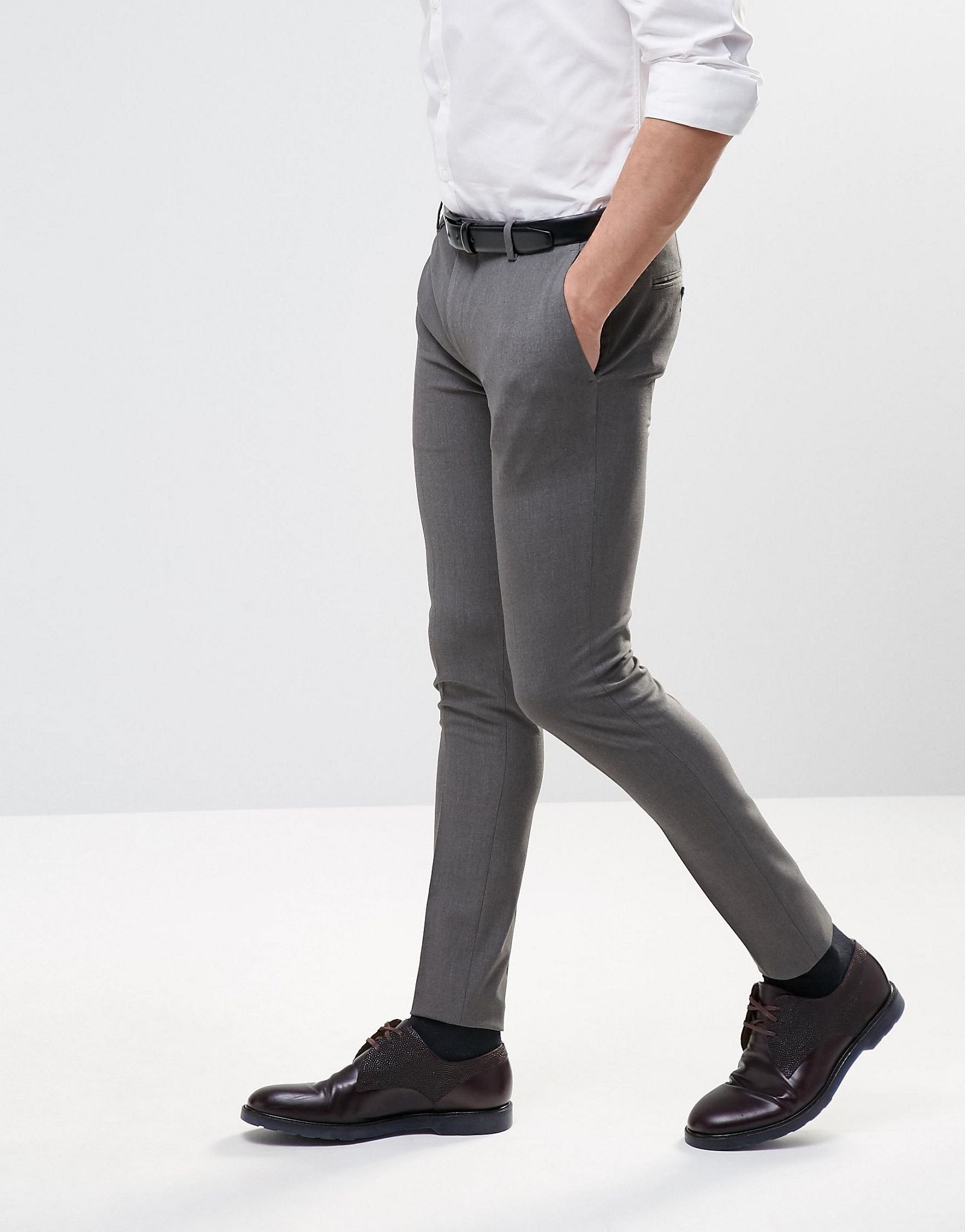 ASOS Extreme Super Skinny Smart Trousers in Grey