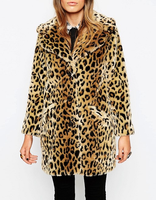 ASOS | ASOS Faux Fur Coat In Leopard