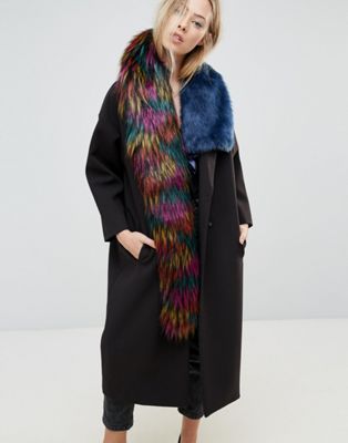 ASOS Faux Fur High Low Tipped Bright Scarf