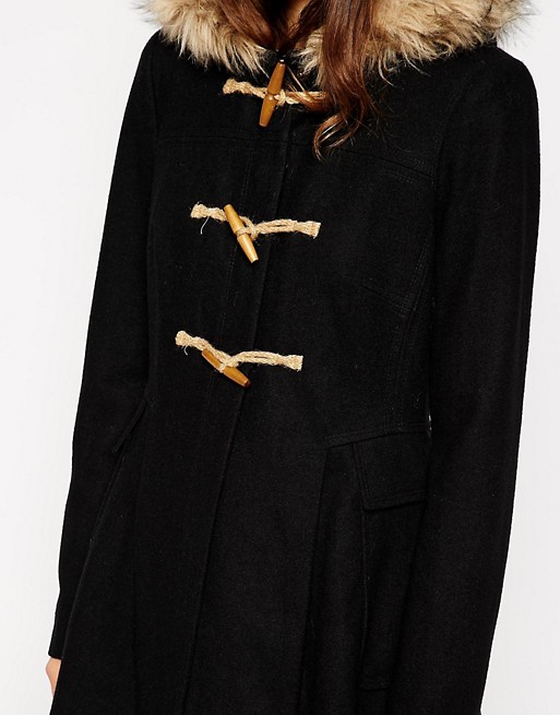 ASOS | ASOS Faux Fur Hooded Duffle Coat