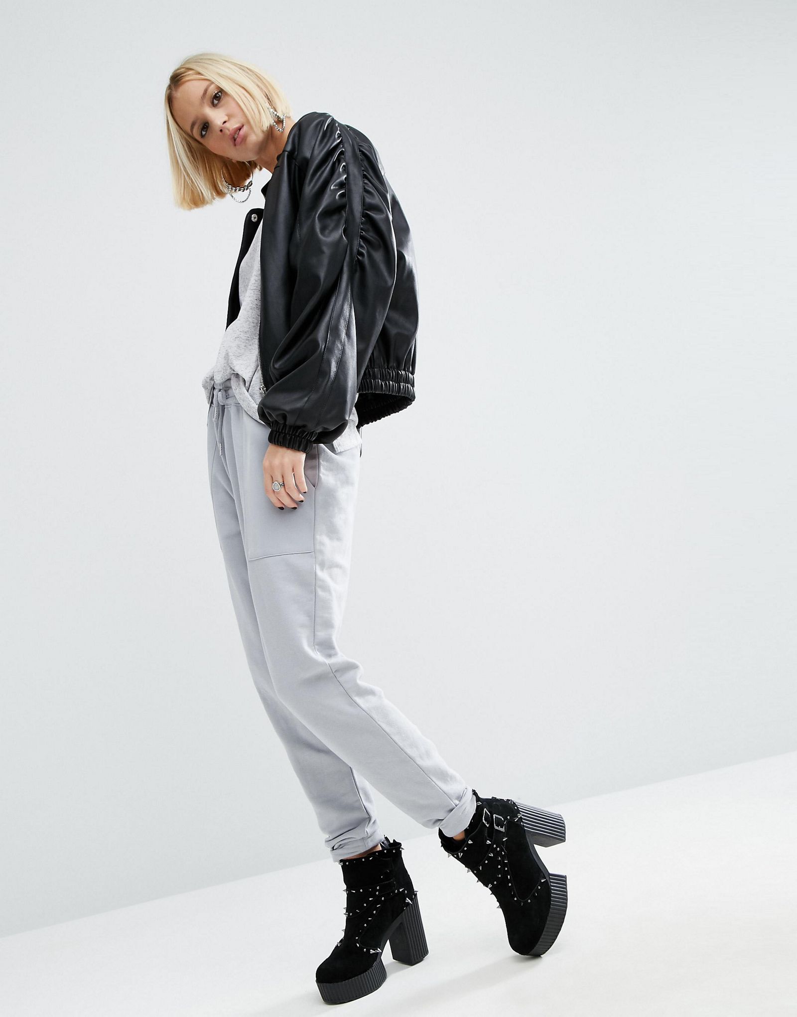 ASOS Faux Leather Jacket with 80s Styling