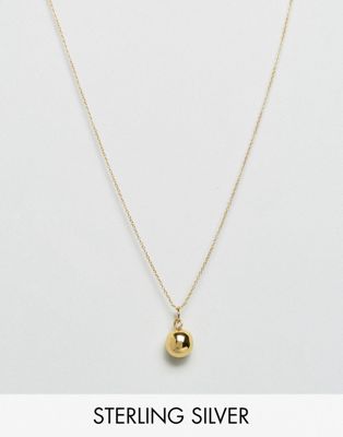ASOS Gold Plated Sterling Silver Ball Pendant Necklace