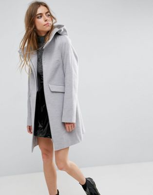 ASOS Hooded Slim Coat with Zip Front