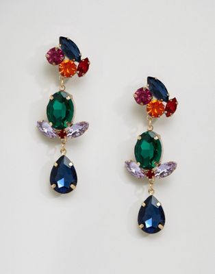 ASOS Jewel Triple Drop Gemstone Earrings