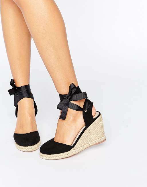 black espadrille wedges tie up