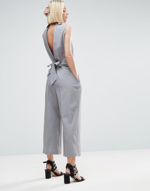ASOS ASOS Jumpsuit with Shirt Detail and Tie Back