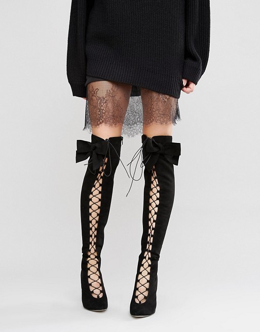 ASOS | ASOS KARI Bow Lace Up Over The Knee Boots