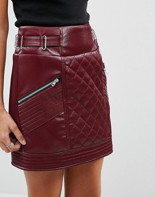 Image result for ASOS Leather Look Puffer Mini Skirt with Quilting Detail