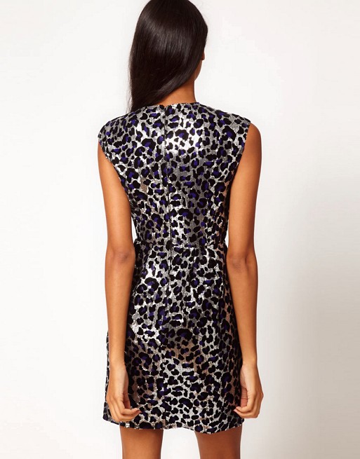 ASOS - ASOS Leopard Sequin Dress with Moulded Hip