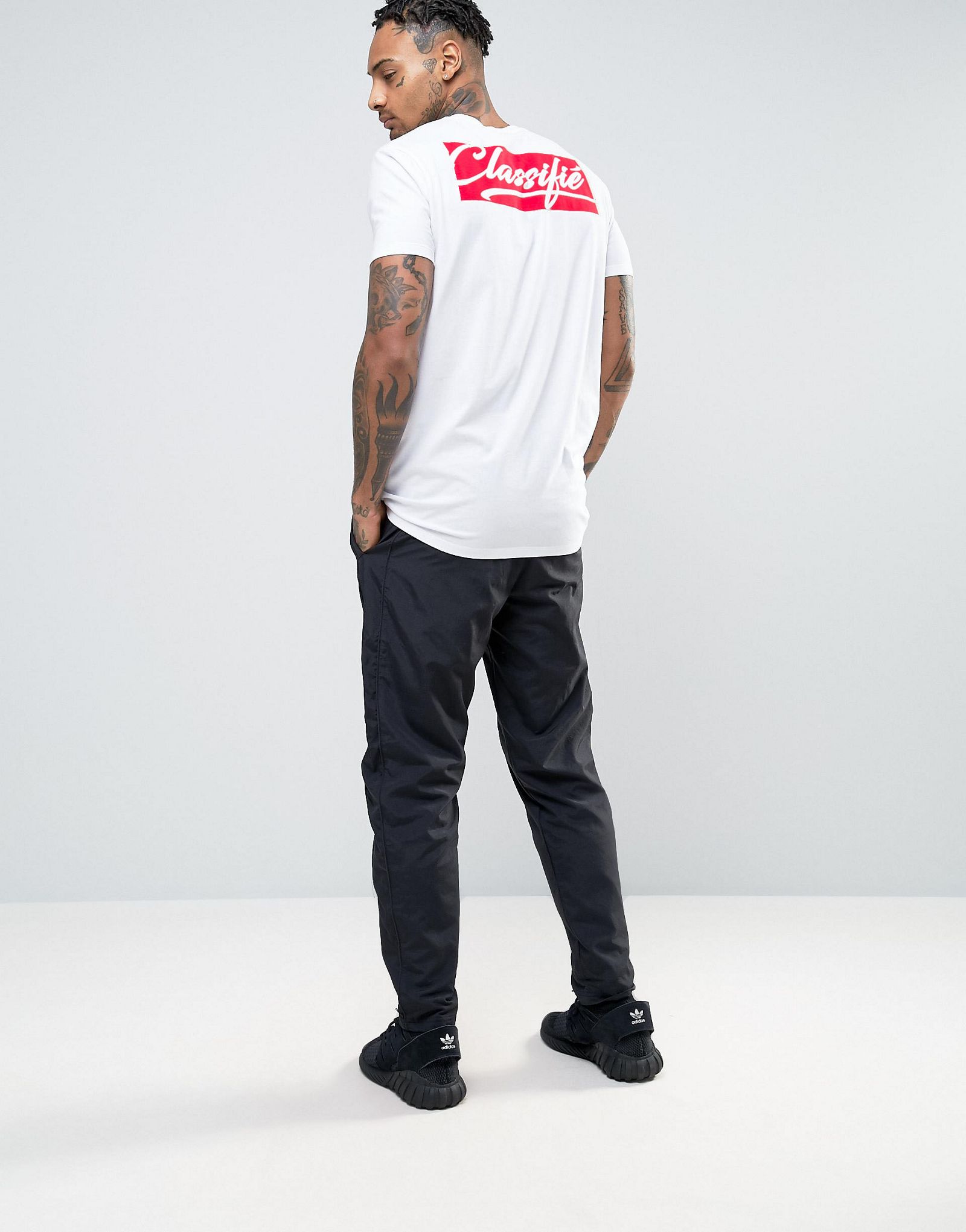 ASOS Longline T-Shirt With Classifie Text Back Print