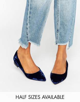 velvet pointed flats