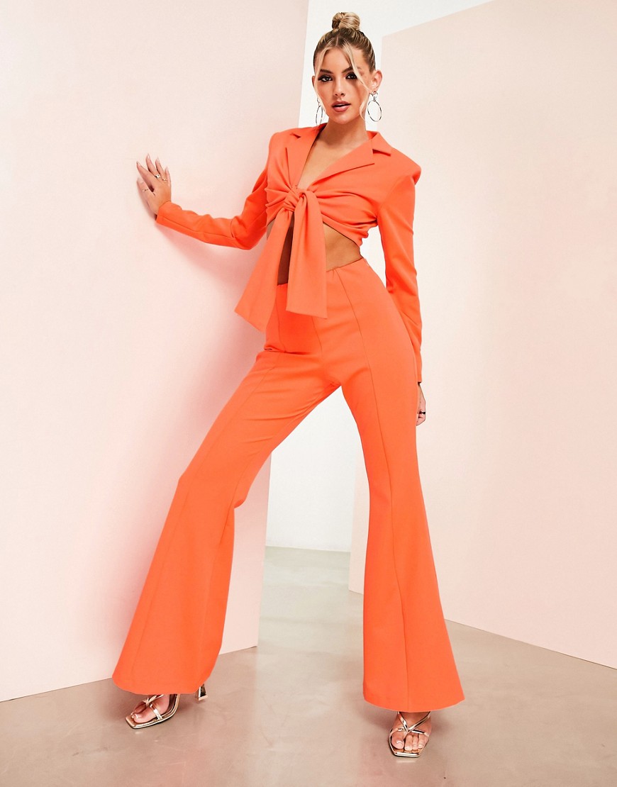 ASOS LUXE kick flare suit trouser in orange