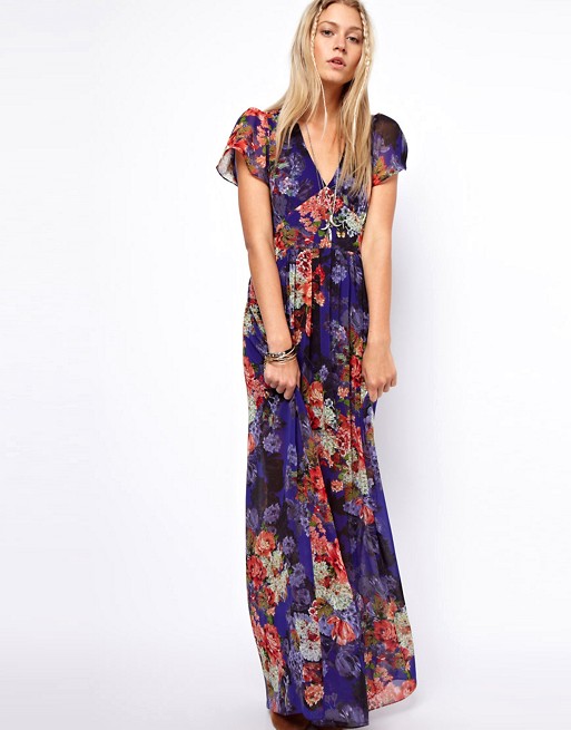 ASOS - ASOS Maxi Dress In Vintage Floral Print With 70&-39-s Sleeve
