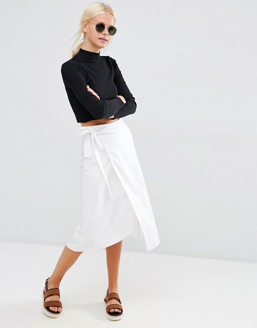 ASOS | ASOS Midi Linen Wrap Skirt