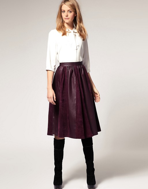 ASOS | ASOS Midi Skirt in Leather and Suede