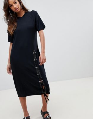 ASOS Midi T-Shirt Dress With Lace Up