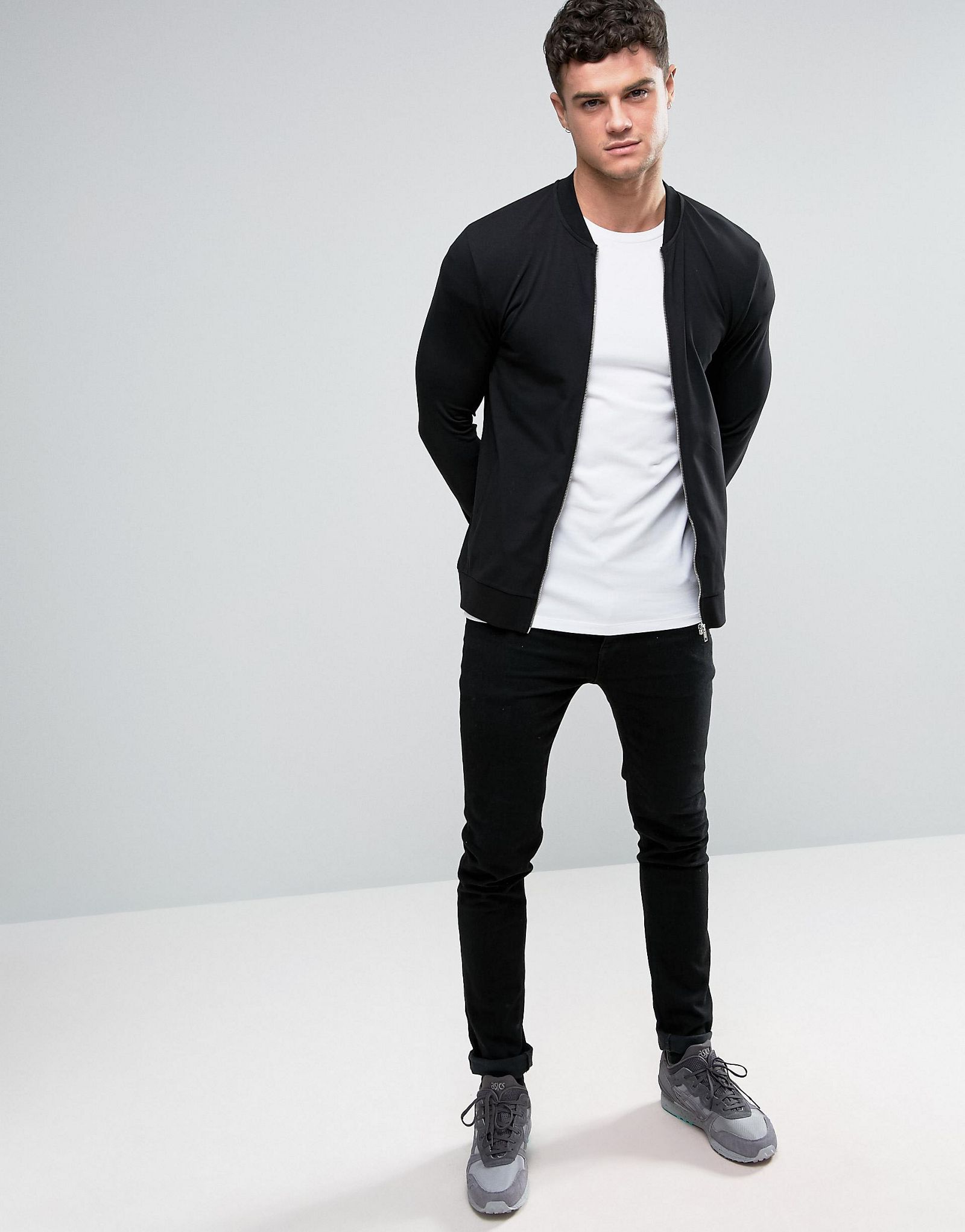 ASOS Muscle Jersey Bomber Jacket/Muscle T-Shirt 2 Pack Black/White SAVE