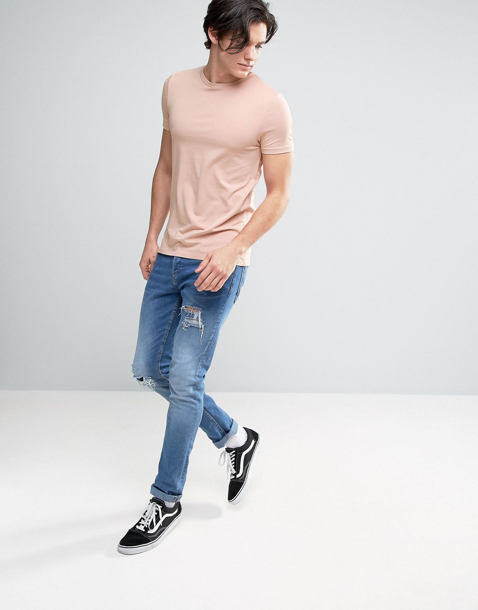 ASOS Muscle T-Shirt In Pink With Crew Neck