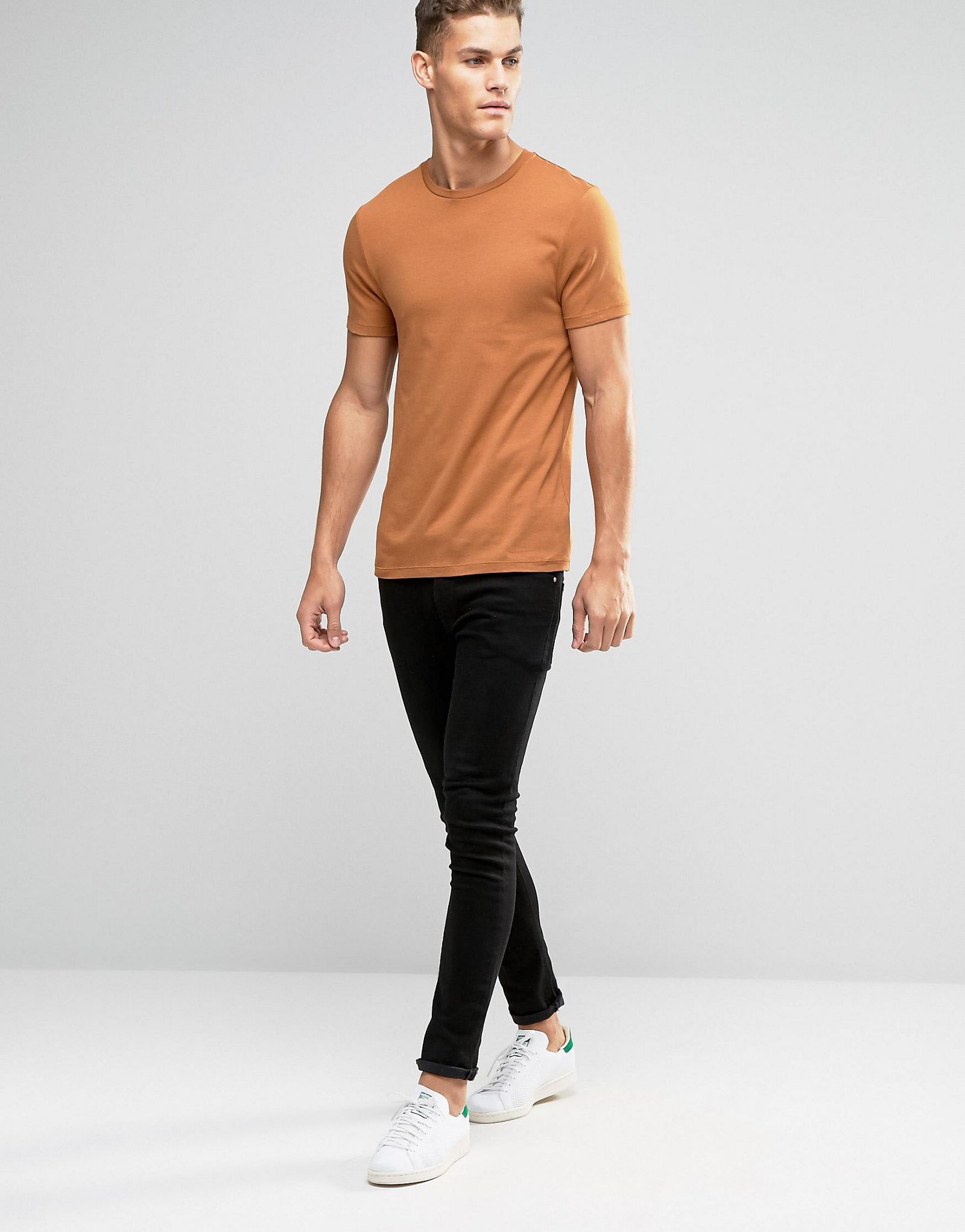 ASOS Muscle T-Shirt With Crew Neck In Tan