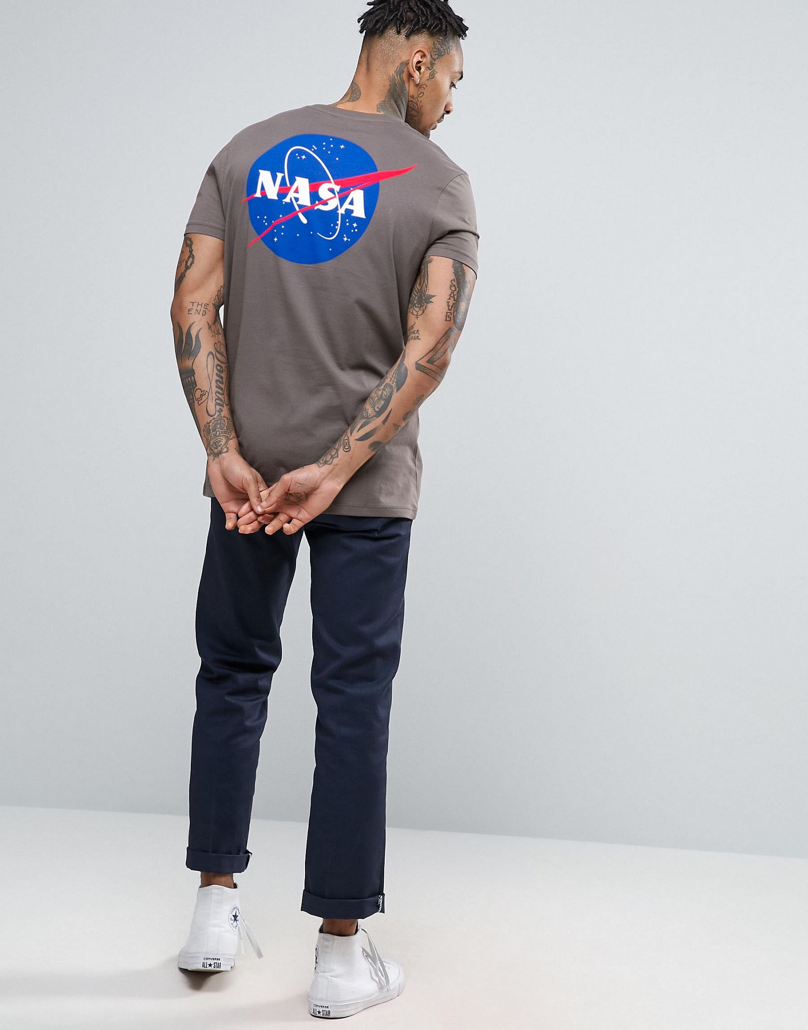 ASOS Nasa Longline T-Shirt With Chest And Back Print
