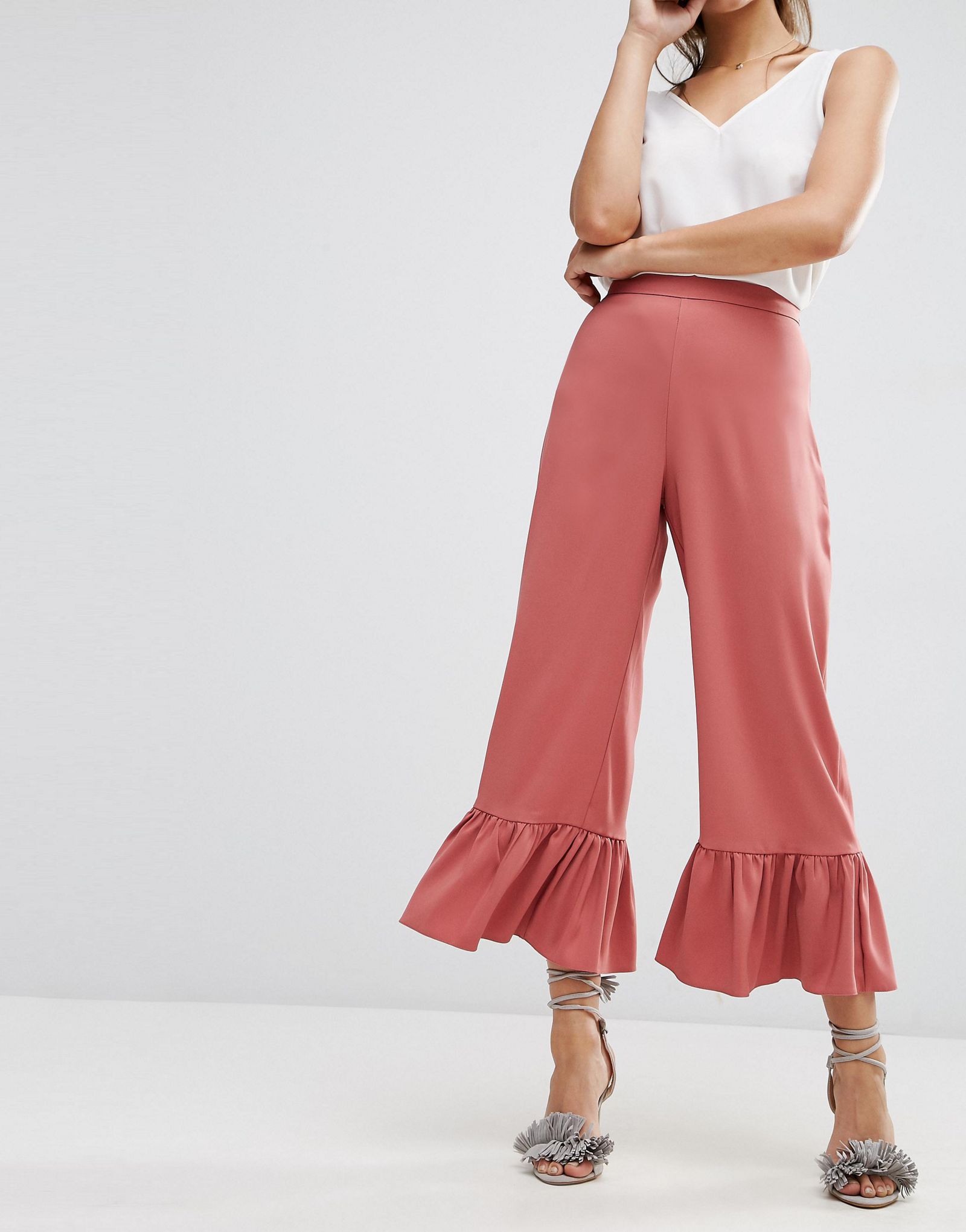 ASOS Occasion Pants with Frill Hem