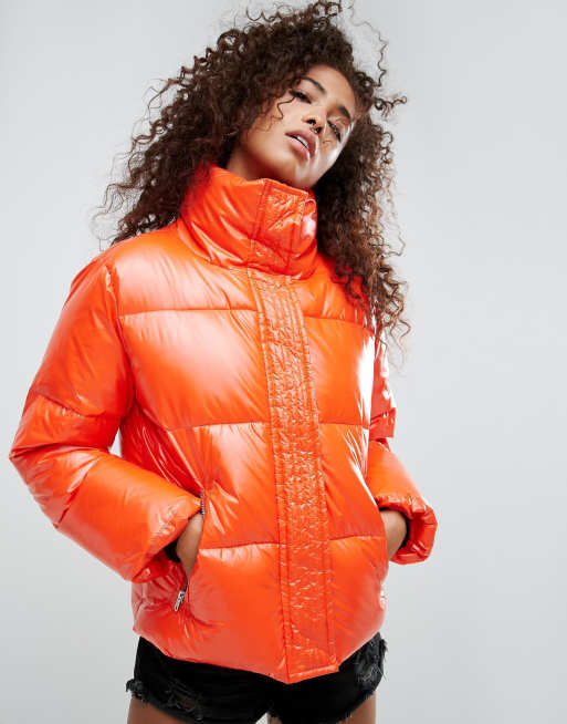 ASOS ASOS Padded Jacket in Wet Look