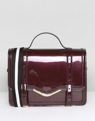 ASOS Patent Satchel with Sport Strap Bag With Detachable Strap