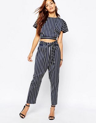 striped paperbag waist pants