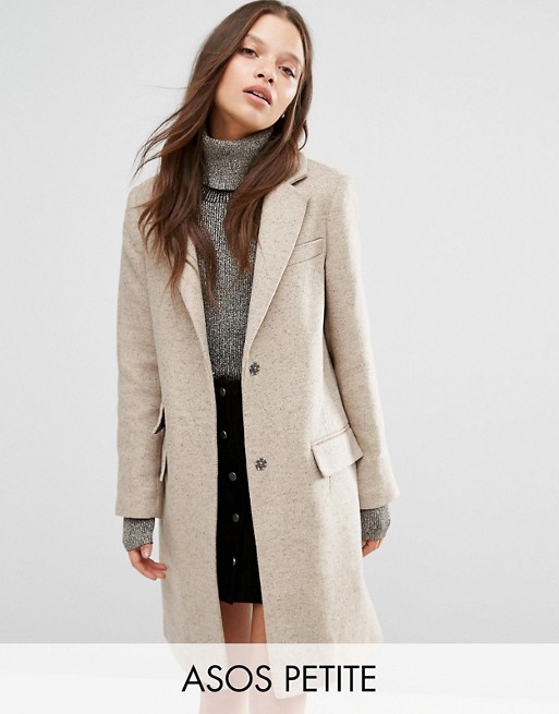 ASOS Petite | ASOS PETITE Wool Blend Slim Coat With Pocket Detail