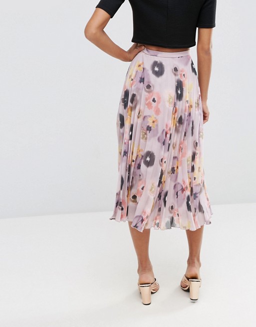 ASOS | ASOS Pleated Midi Skirt in Floral Print