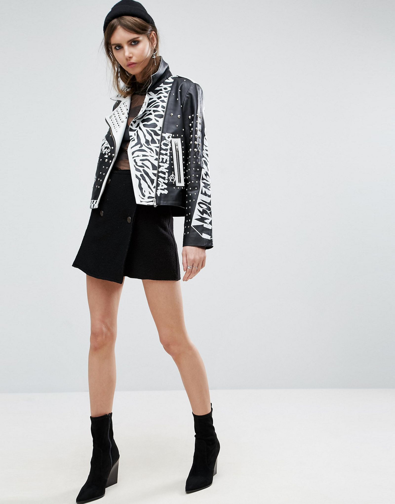ASOS Punk Leather Biker Jacket with Studs