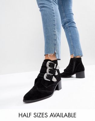 ASOS RELIEVE Suede Buckle Ankle Boots