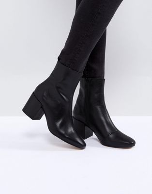 ASOS ROSANA Leather Block Heeled Boots