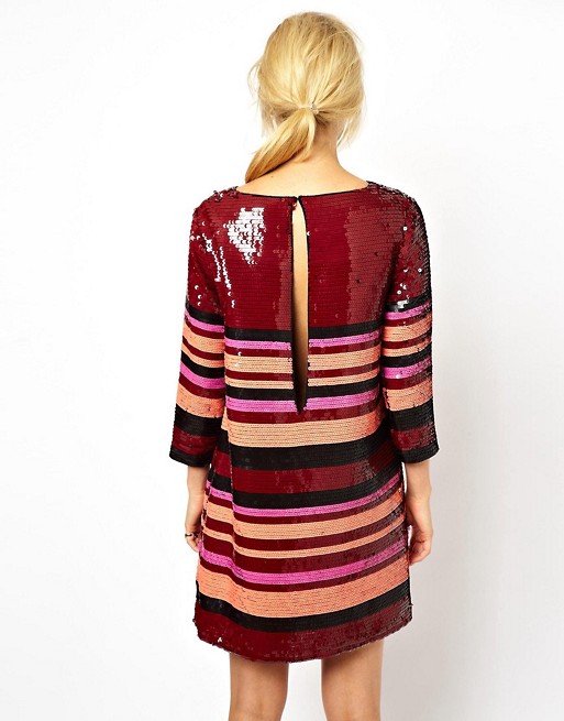 ASOS - ASOS Sequin Stripe Tee Dress