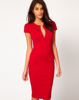 red pencil dress
