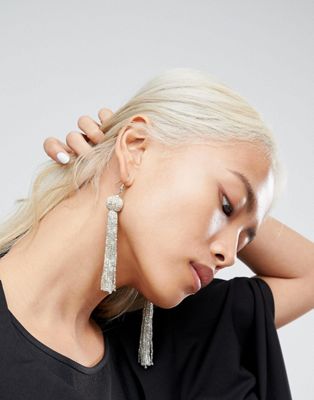 ASOS Silver Bead Tassel Earrings