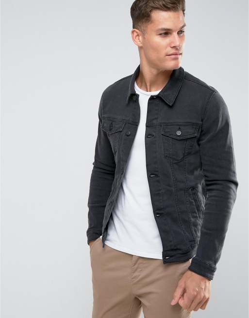 ASOS ASOS Skinny Denim Jacket In Washed Black