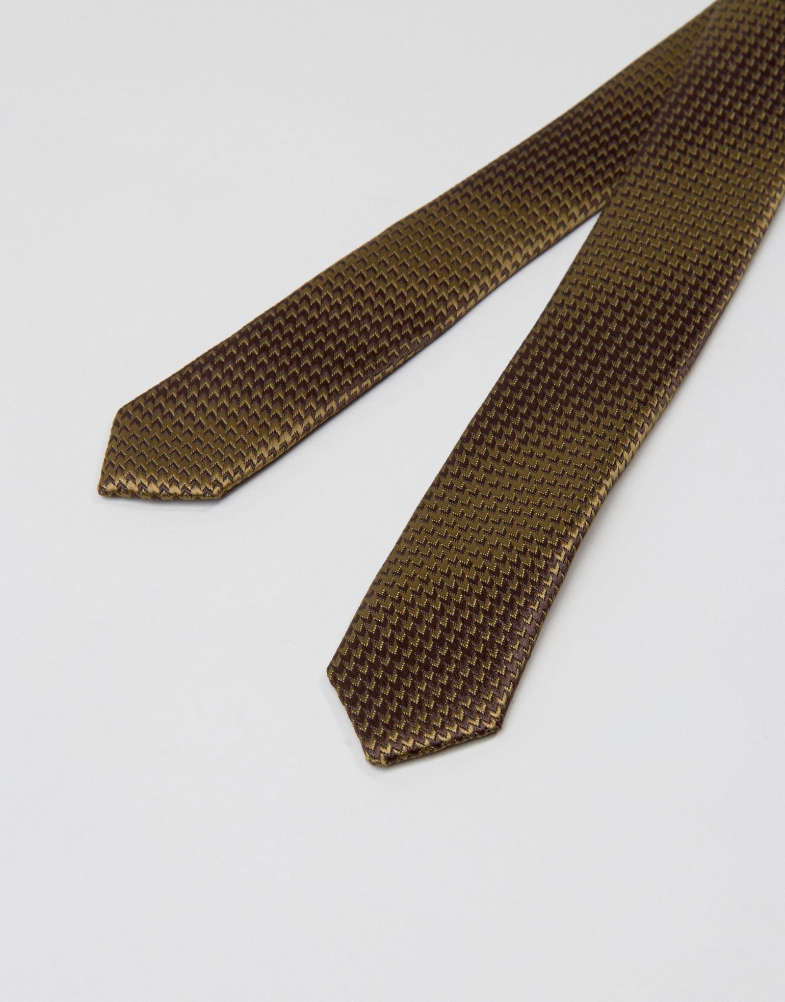 ASOS Skinny Tie With Stripe Texture In Khaki