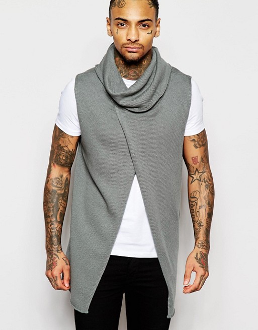 ASOS | ASOS Sleeveless Sweater with Cowl Neck and Wrap Front
